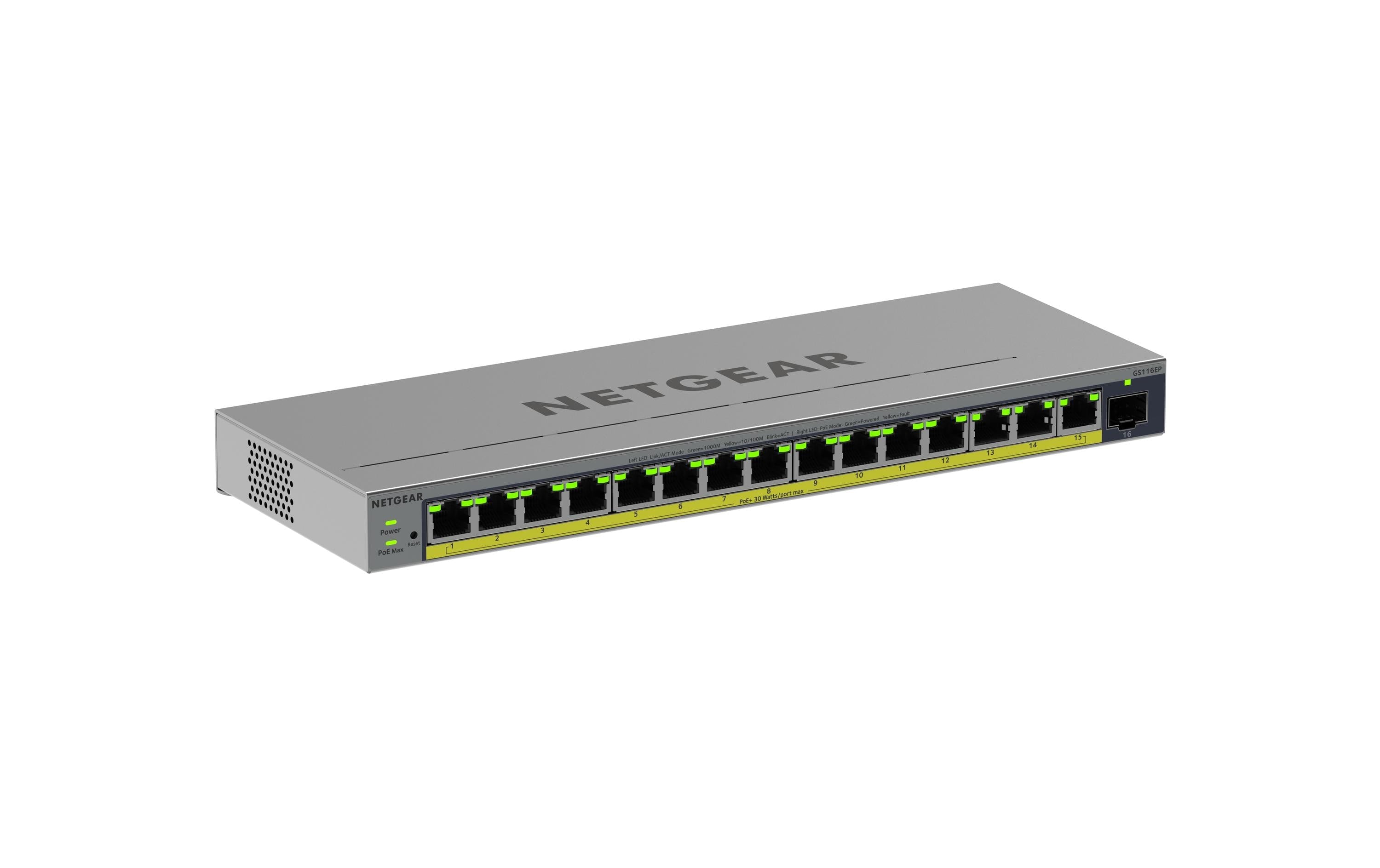 Netgear GS116EP: 16 Port PoE+ Switch