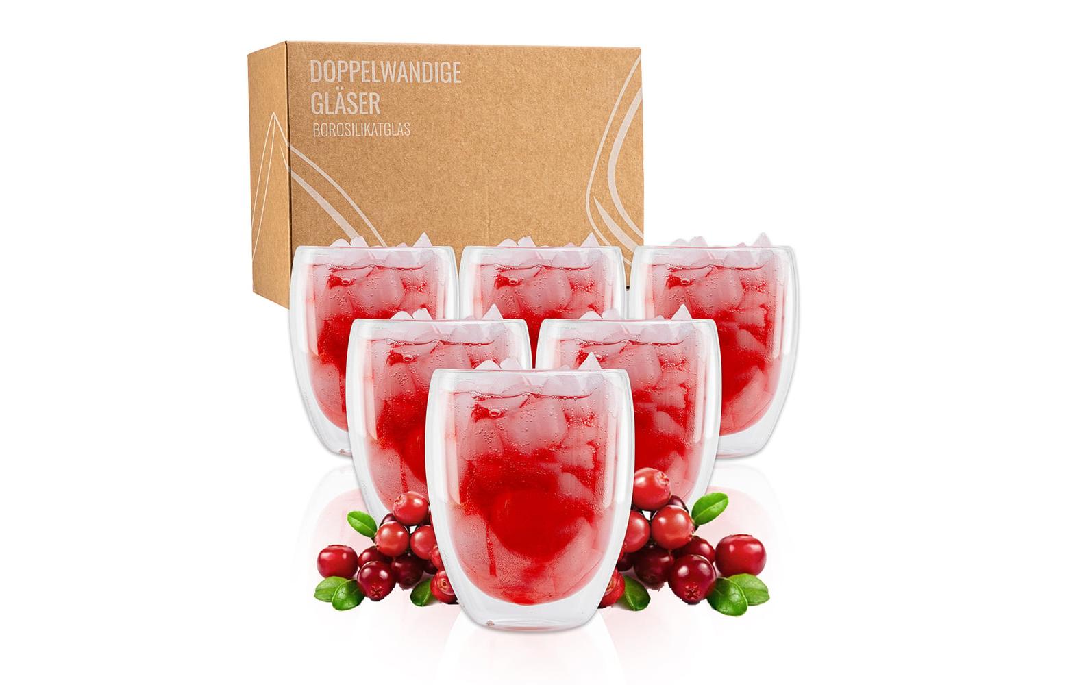 Exitoso Gläser Set 6 Stk. 330ml Doppelwandig, Borosilikatglas
