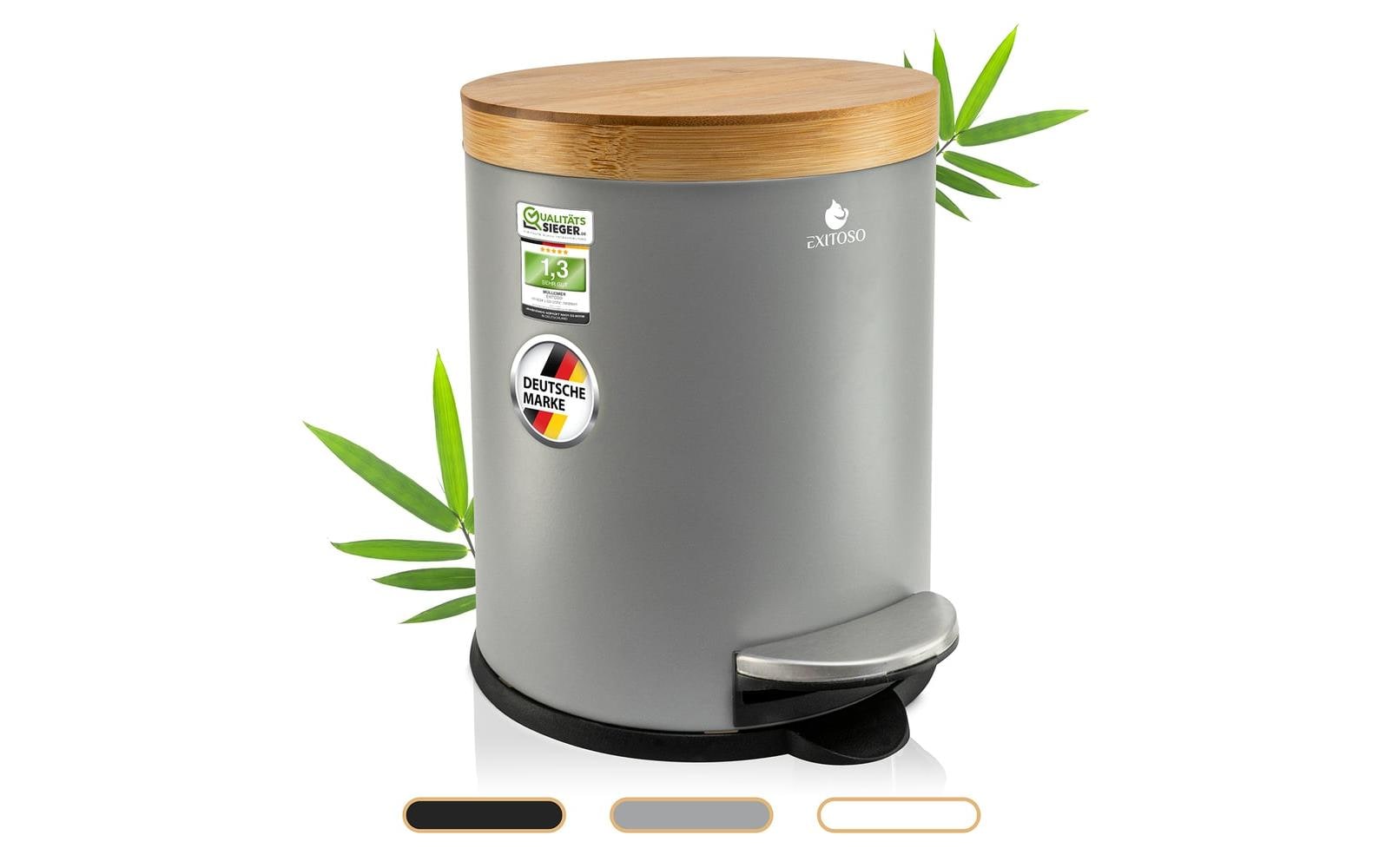Exitoso Abfalleimer 5L Grau Treteimer, Kosmetikeimer, Abfalleimer