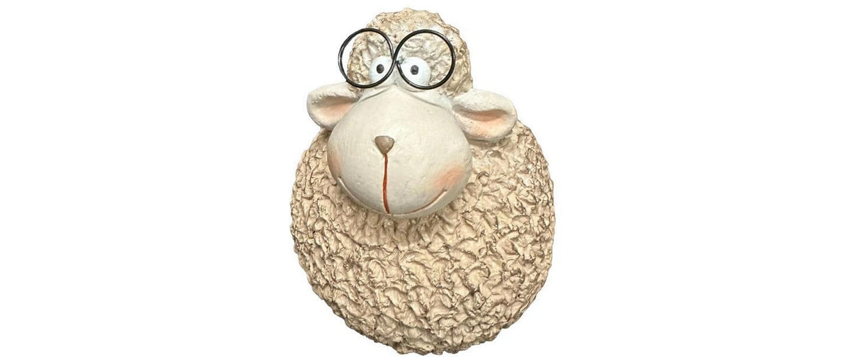 Dameco Aufsteller Schaf mit Brille Polyresin, Metall, 12x12.5x15 cm (LxBxH)