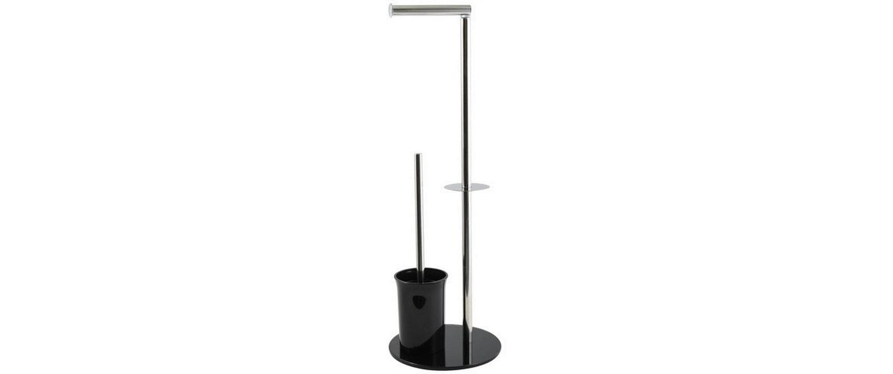 MSV Toilettengarnitur schwarz, Edelstahl/Glas