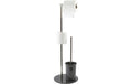 MSV Toilettengarnitur grau, Edelstahl/Glas