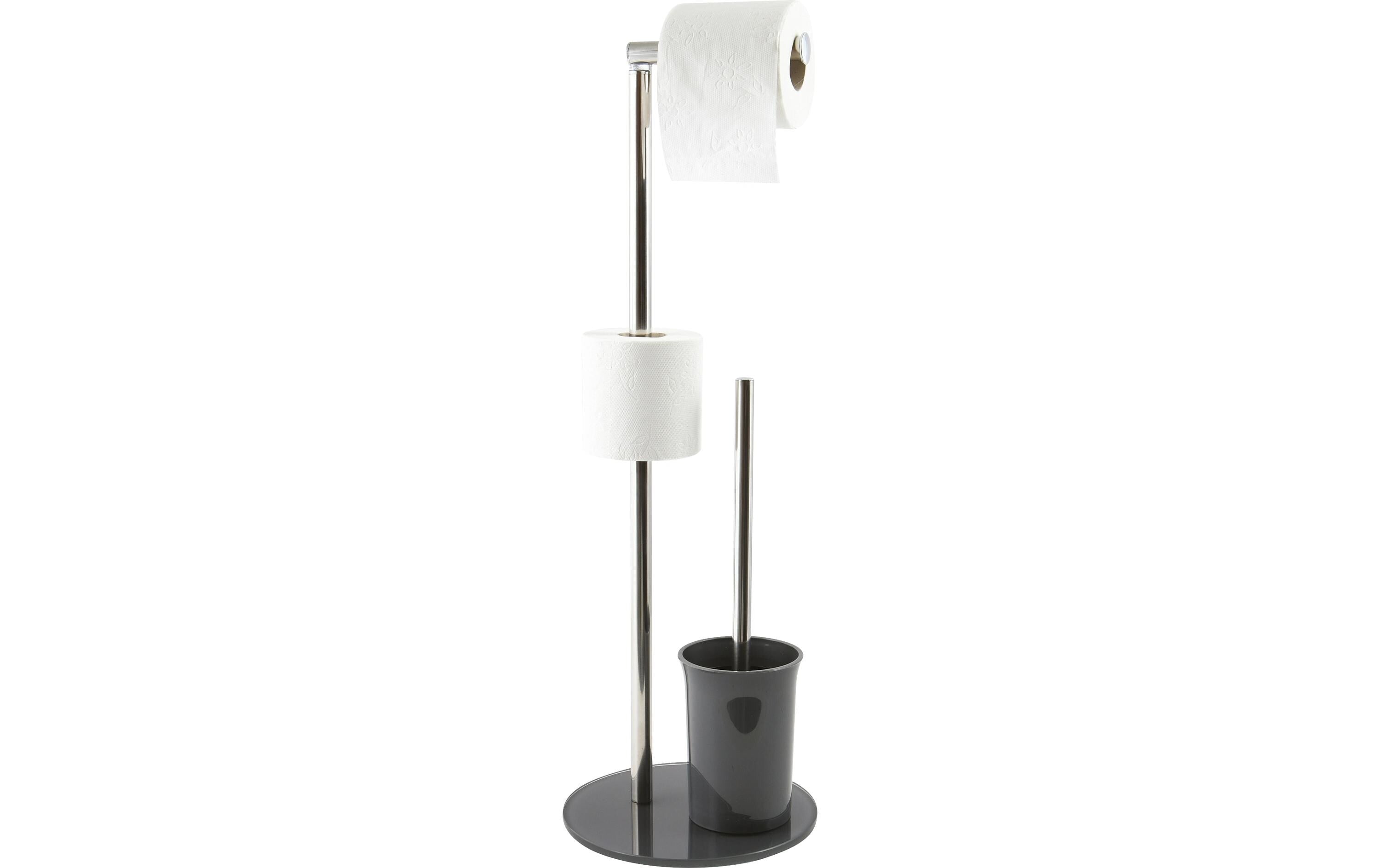 MSV Toilettengarnitur grau, Edelstahl/Glas