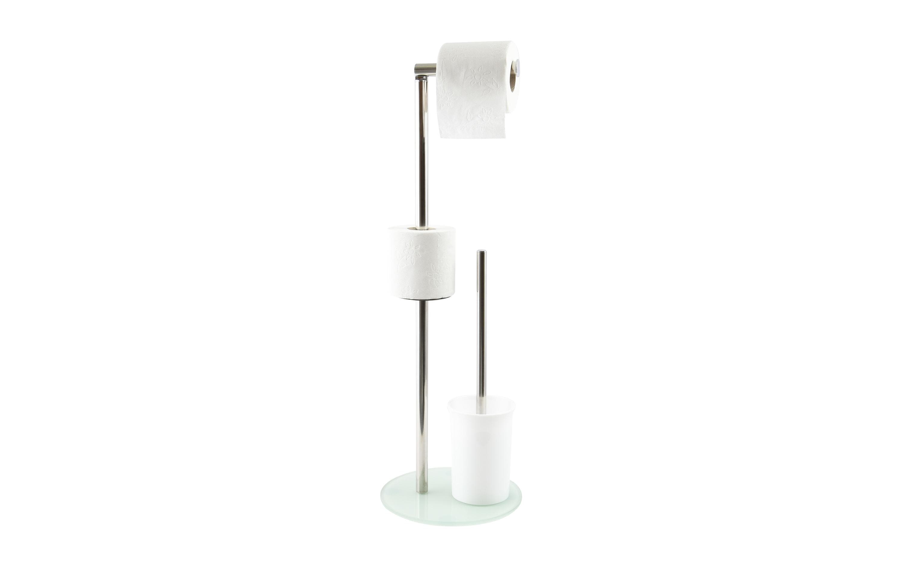 MSV Toilettengarnitur weiss, Edelstahl/Glas
