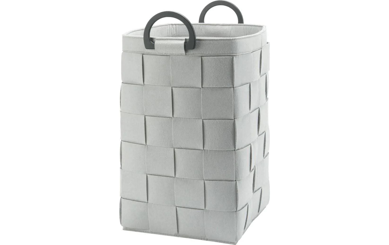 Aquanova Wäschekorb Dix 66L, Grau 34x34x57.5 cm, Polyester,Pet, Bambus