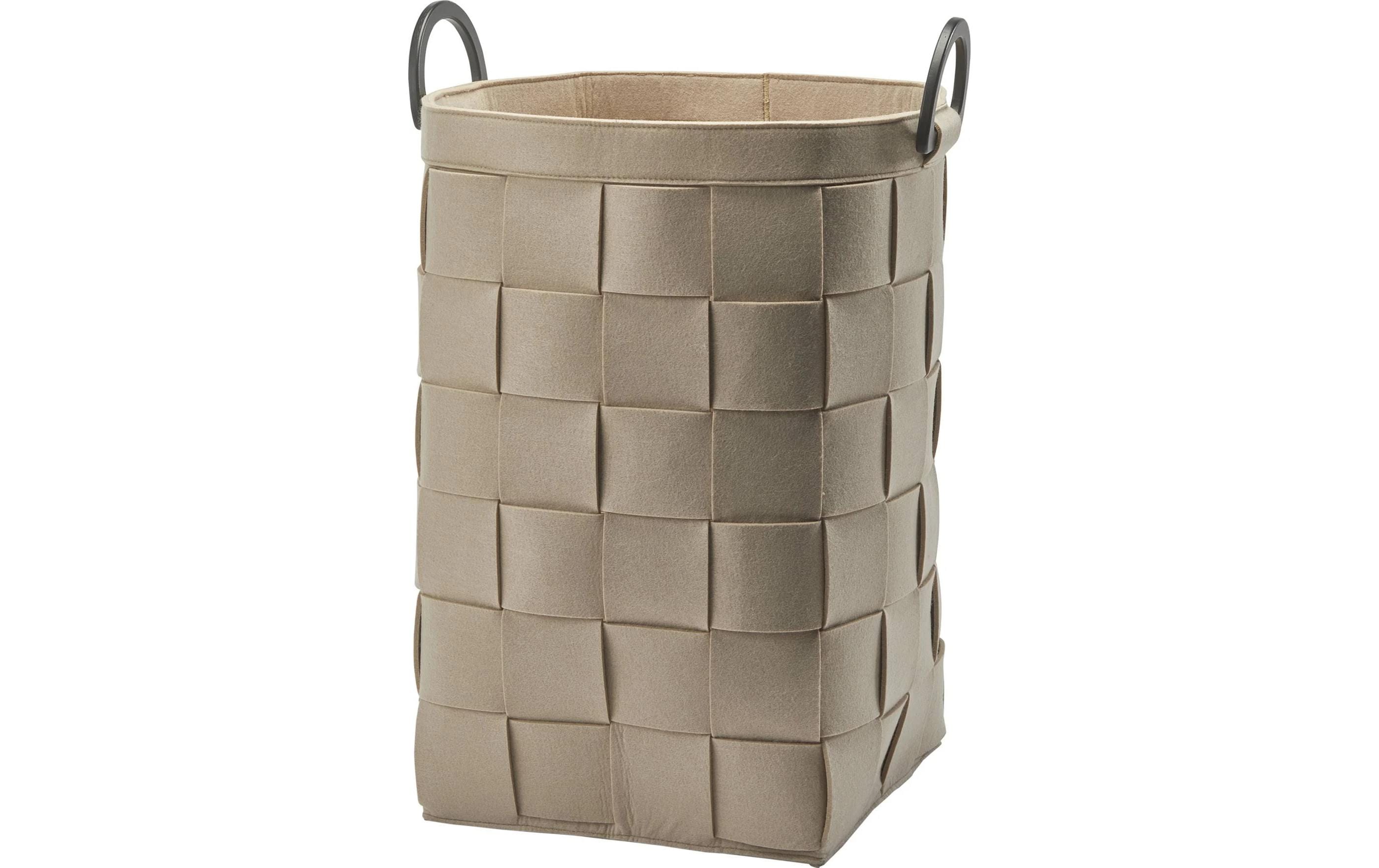 Aquanova Wäschekorb Dix 66L, Beige 34x34x57.5 cm, Polyester,Pet, Bambus