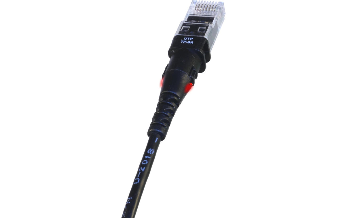 PatchSee ThinPATCH Cat.6A U/UTP Patchkabel 6.1m, Schwarz, LED-Identifikation