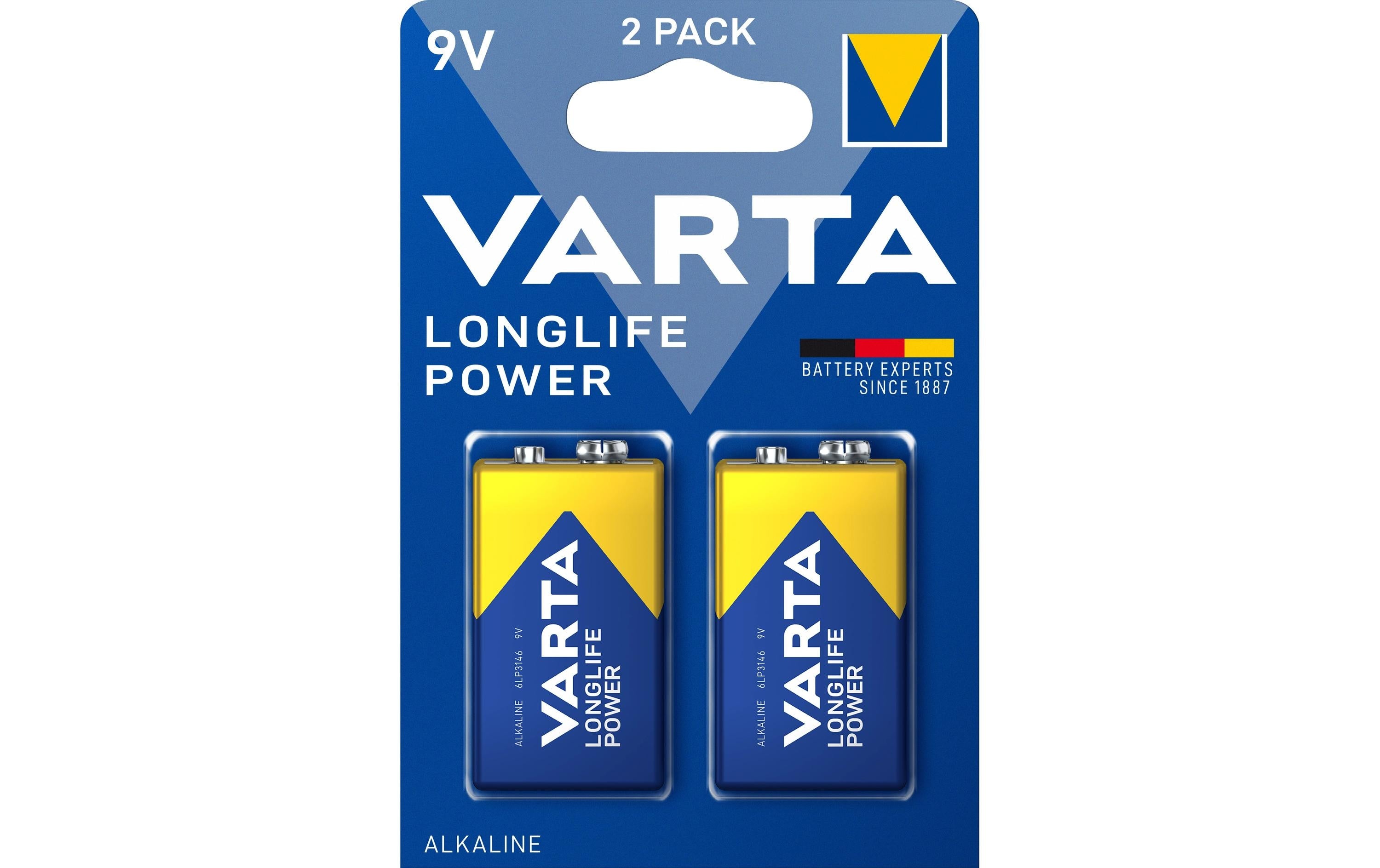 VARTA Batterie Longlife Power 9V, 2Stk 2 Stück, Blister Verpackung