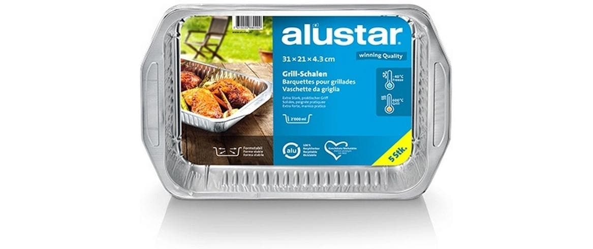 Alustar Grillschale mit Griff 5 Stück 31 x 21 cm