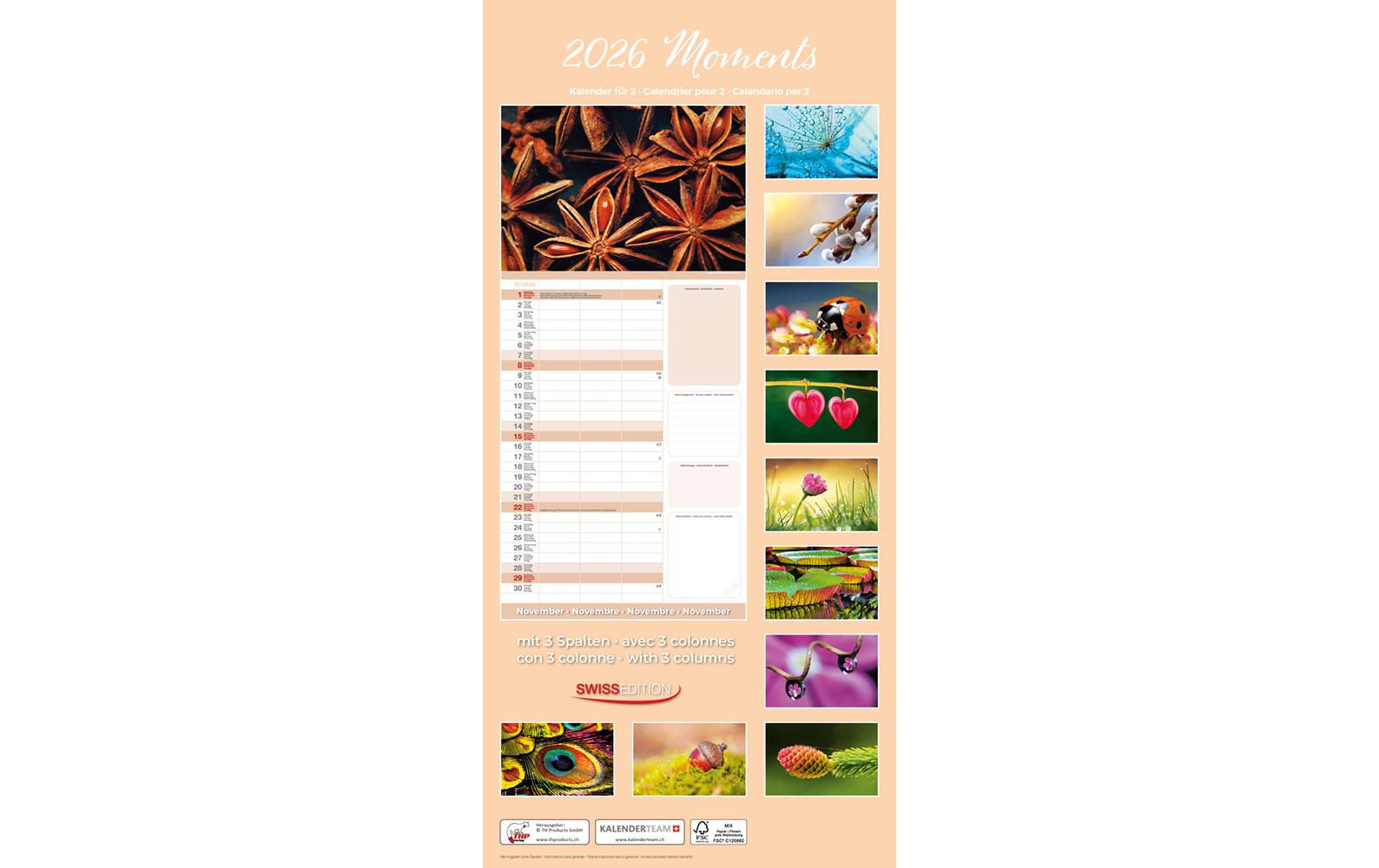 Kalender für 2 Premium Moments 2026 24.5 x 51.5 cm
