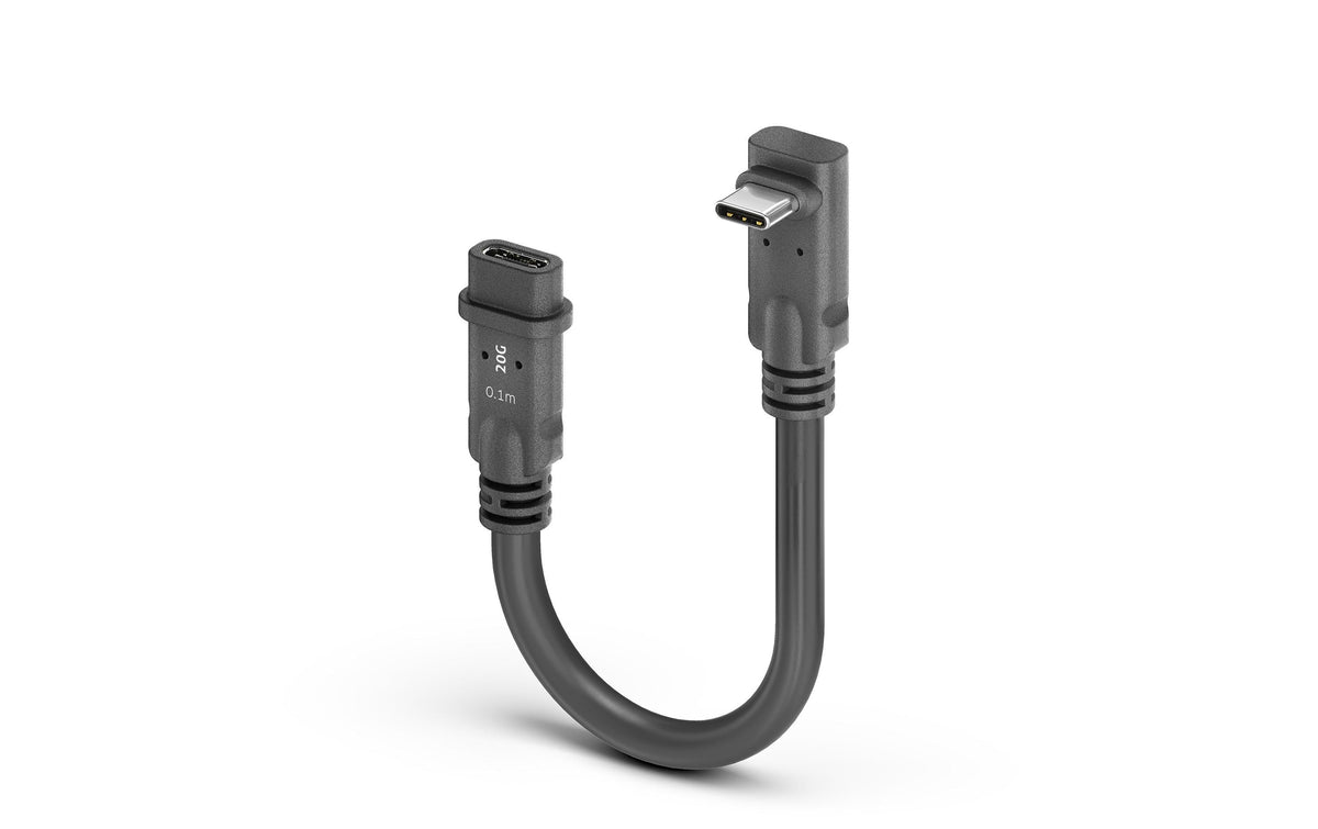 MicroX4 USB4 Verlängerungskabel C-C, 0.1m 90°, U/D, 20Gbps, 240W, USB4 Gen2, Passive