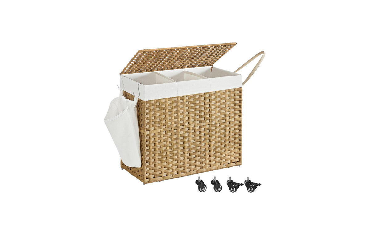 Songmics Wäschekorb Nature, 160 L 70x36x66 cm, trockene Wäsche,Traglast 30 kg