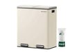 Songmics Treteimer 2x30 Liter, Creme 58.5x36x65 cm, Stahl, ABS,