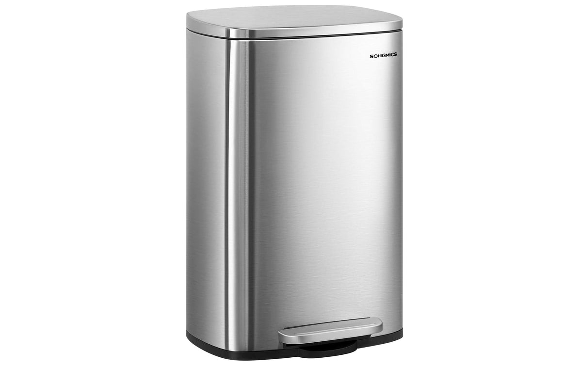 Songmics Treteimer 50 Liter, Silber 43.2x37.1x63.2 cm, Edelstahl, Kunststoff