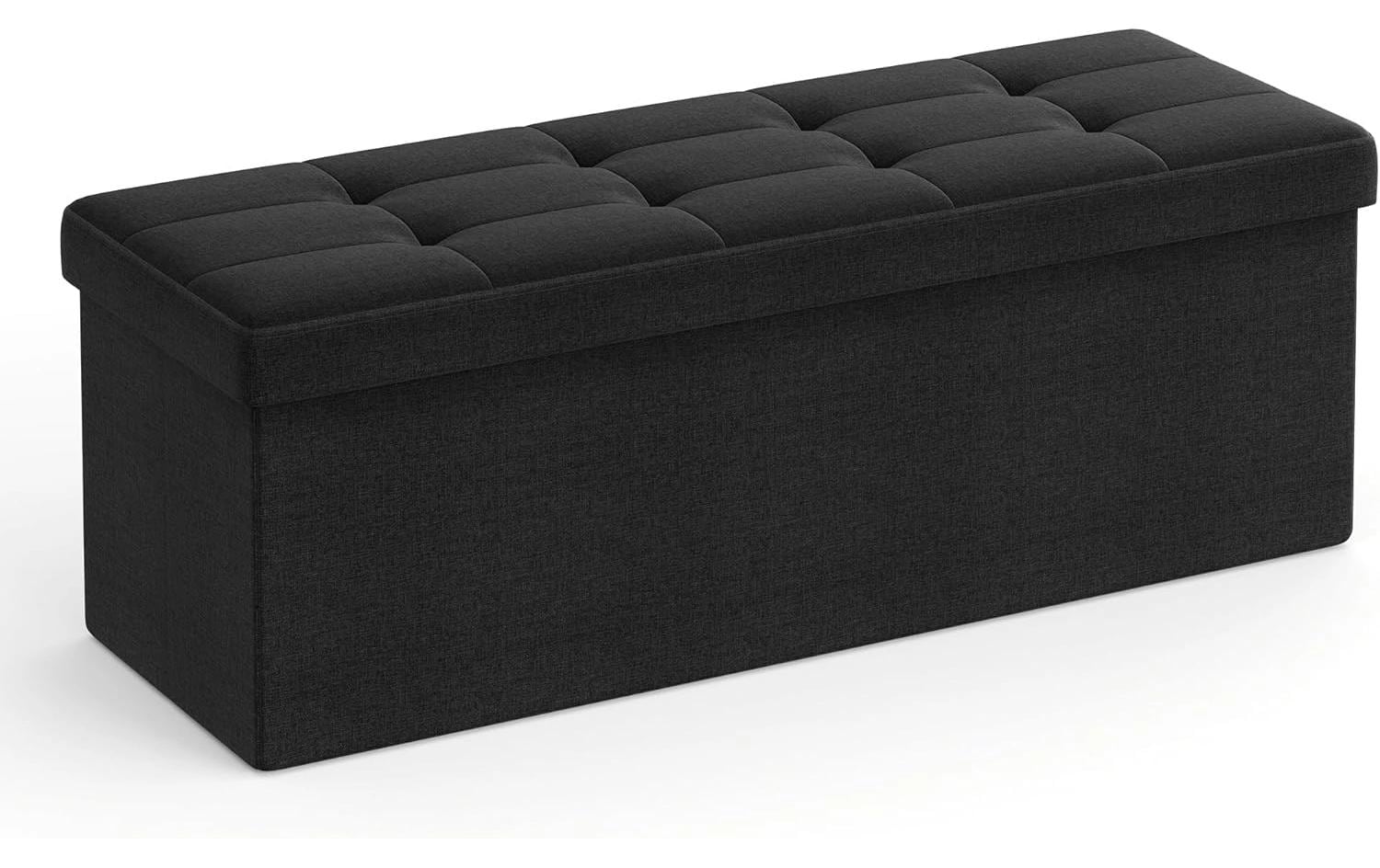 Songmics Sitztruhe Ottomane, 110x38x38 cm Schwarz, MDF, Schaumstoff