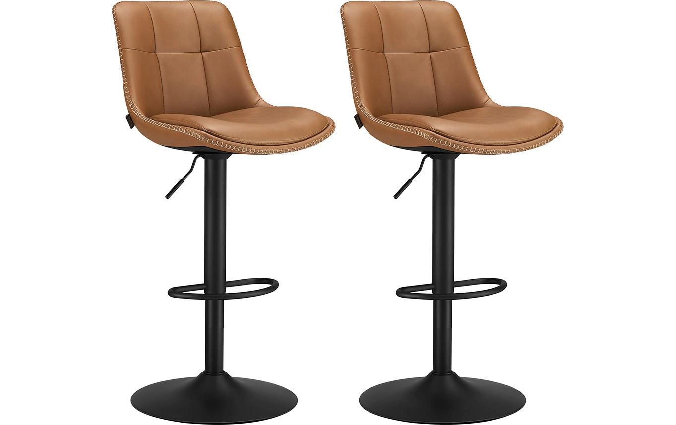 Vasagle Barhocker Braun, 2er Set 49.2x48.1x93.1-114.1 cm, Kunstleder