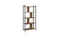Vasagle Bücherregal, 5 Regalflächen, Braun- Schwarz, 150x74x3 cm, Sperrholz, Stahl
