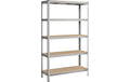 Songmics Regal, Silber-Nature 5 Ablagen,200x120x60 cm (LxBxH),Stahl, Holz