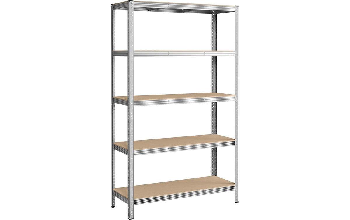 Songmics Regal, Silber-Nature 5 Ablagen,200x120x60 cm (LxBxH),Stahl, Holz