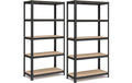 Songmics Regal, 2 Stück, Schwarz-Braun 5 Ablagen, 90x40x180 cm (LxBxH),Stahl, Holz