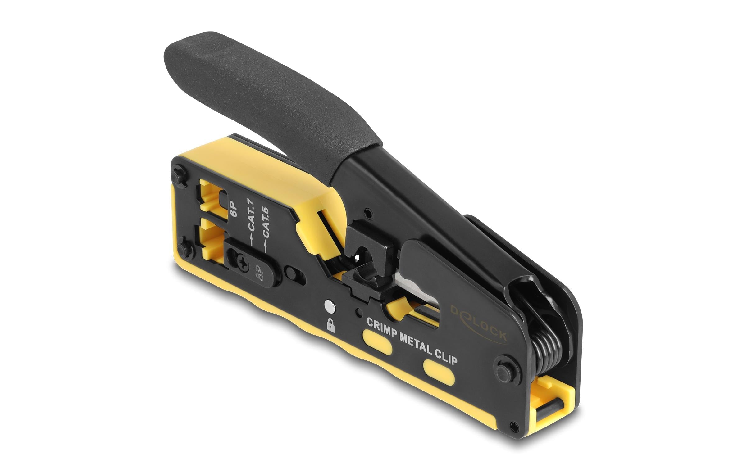 Delock Crimpzange 6P/8P RJ45 Modularstecker mit Klinge und Abisolierer (Easy-Connect)
