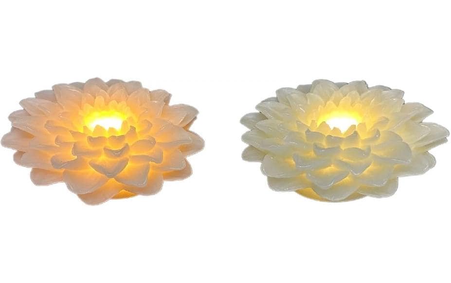 Dameco LED Wachskerze Rose Set inkl. LED ww, exkl. 2x AA Batterie, Timer