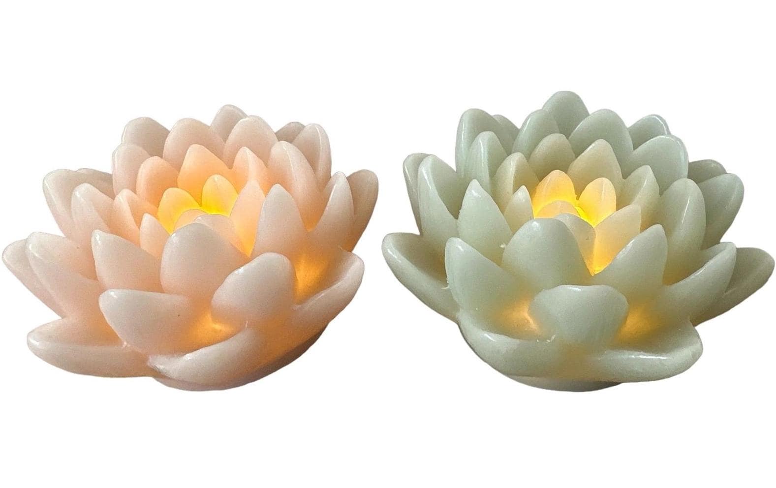 Dameco LED Wachskerze Lotus Set inkl. LED ww, exkl. 2x AA Batterie, Timer