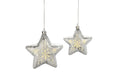 STT LED Glas Star Set silber 2 Stk. 25LED ww, D15/18cm, exkl. 6xAA, Timer 6/18