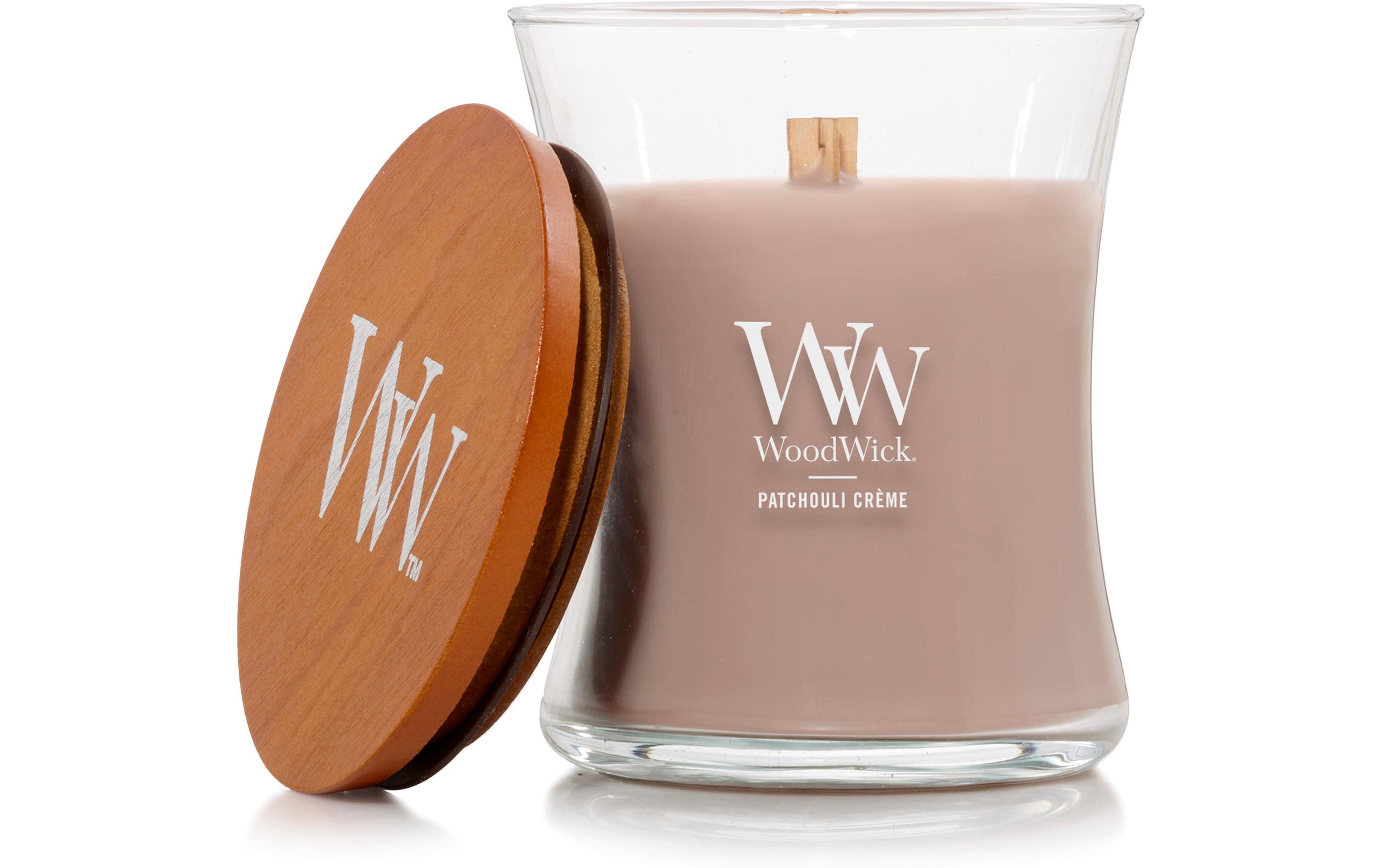 Woodwick Duftkerze Patchouli Créme Medium Jar