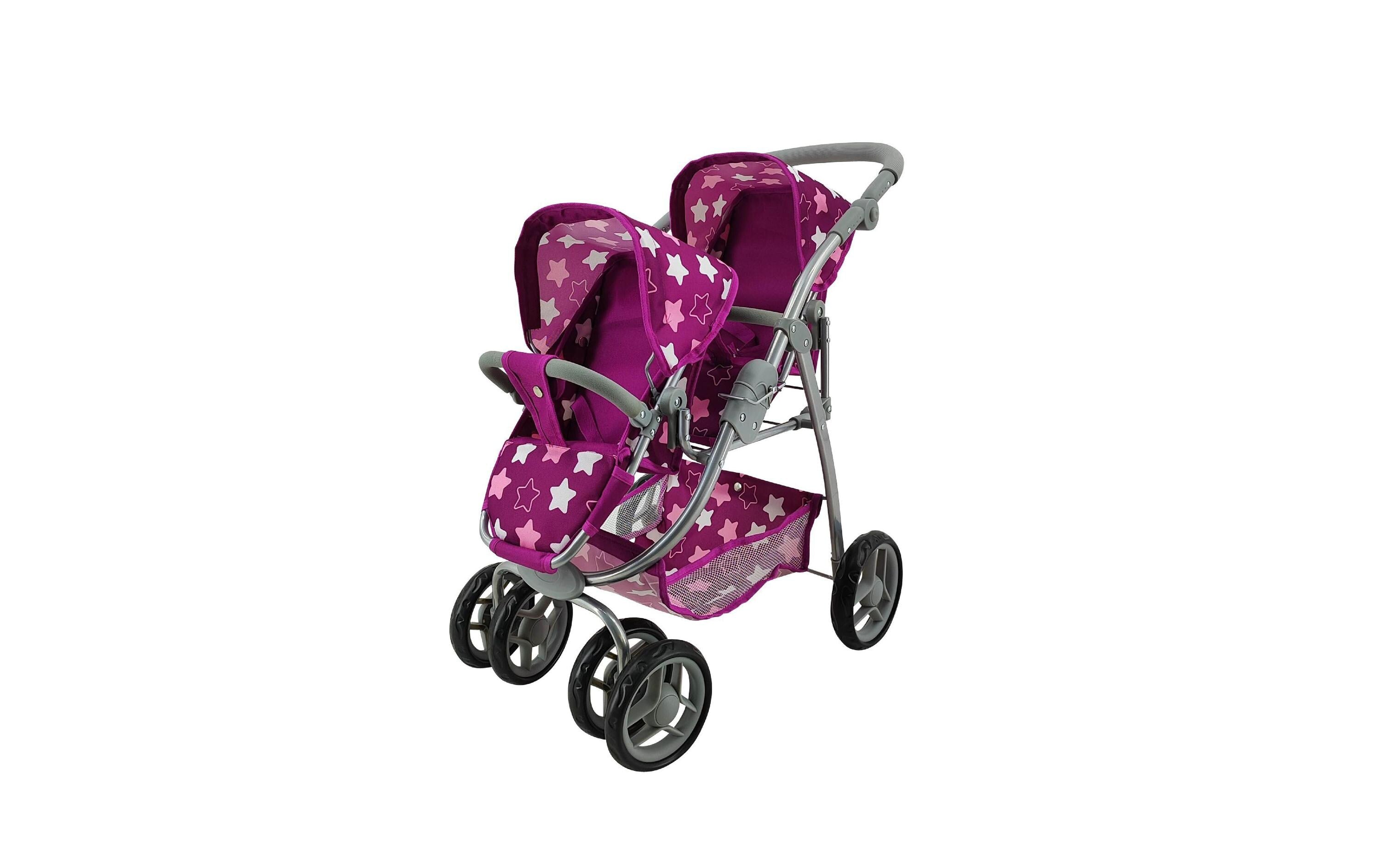 Zwillingspuppenwagen Milo star dark pink