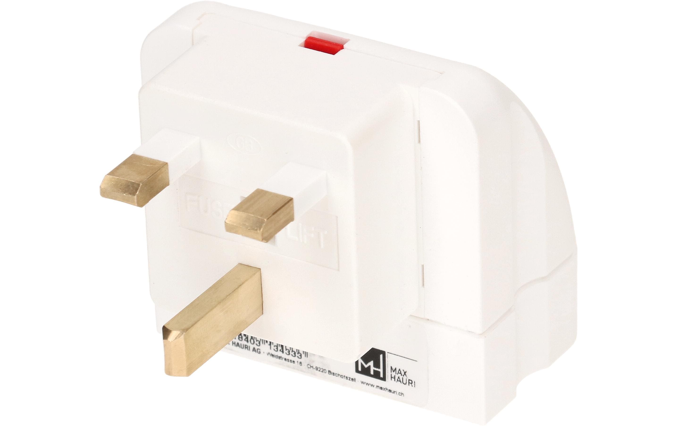 Reiseadapter England / Typ 13 3-polig weiss 3-Pol weiss, max. 16 A