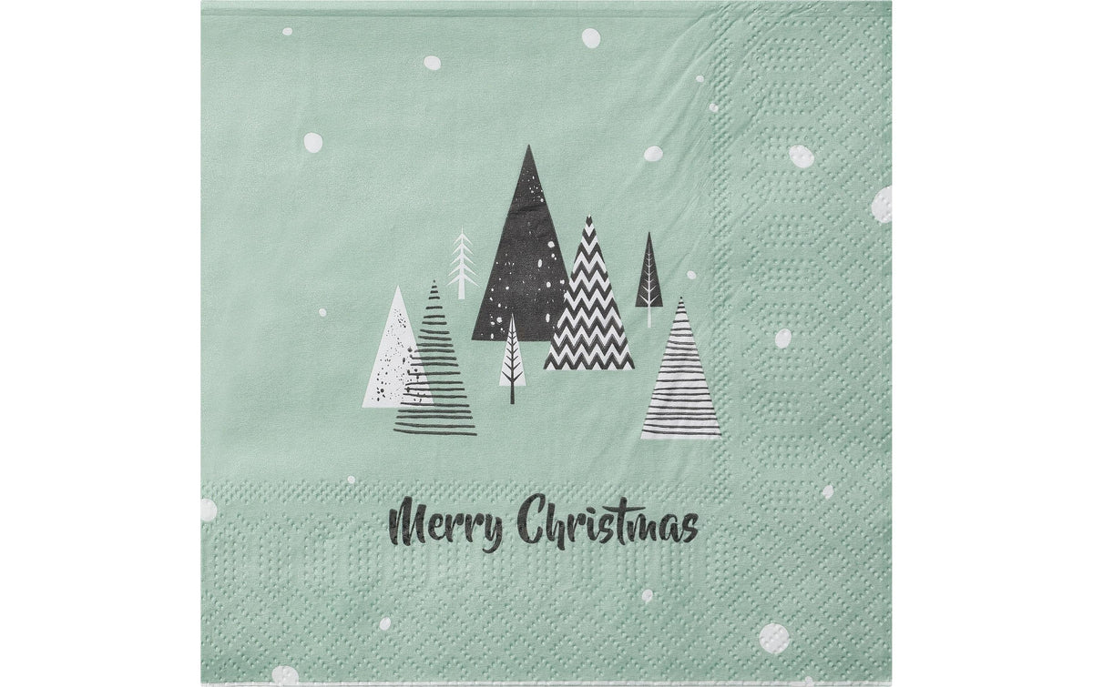 Eglo Weihnachtsservietten Tannen 16.5 x 16.5 cm, 20 Stück. 3-lagig