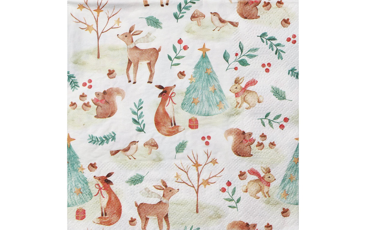Eglo Weihnachtsservietten Wintertiere 16.5 x 16.5 cm, 20 Stück. 3-lagig