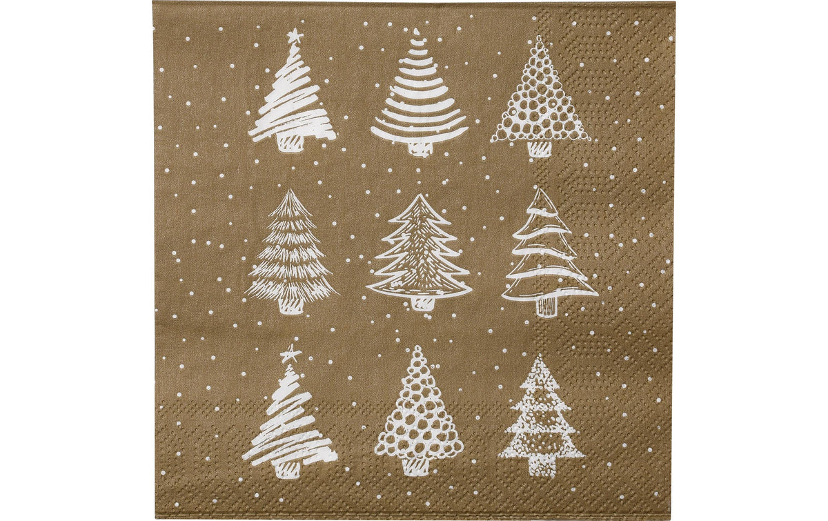 Eglo Weihnachtsservietten Tannen 16.5 x 16.5 cm, 20 Stück. 3-lagig