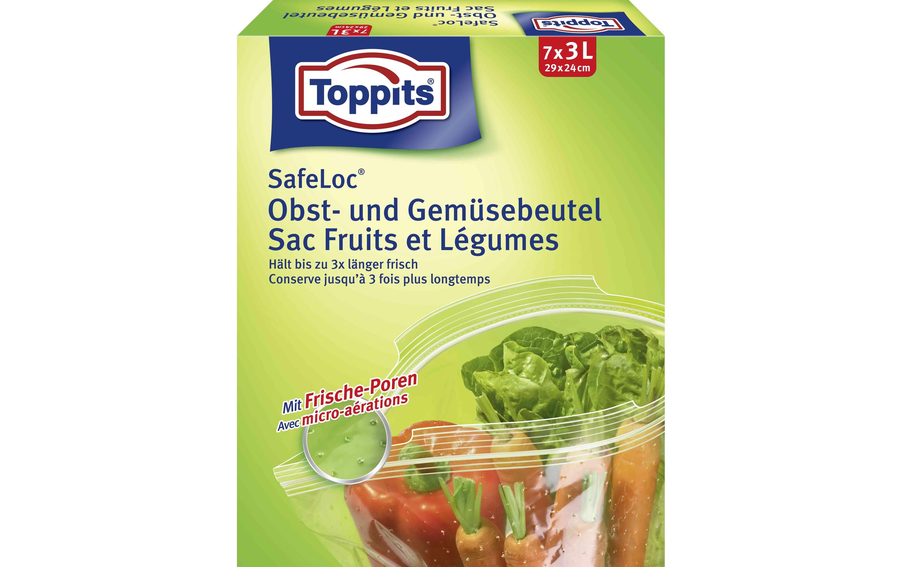 Toppits Obst-und Gemüsebeutel bis zu 3 x länger frisch, Inhalt: 7 Beutel