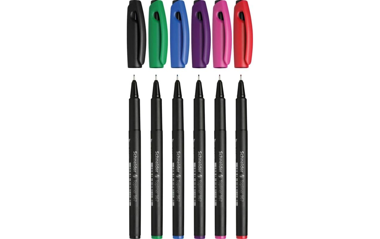 Schneider Feinschreiber Topliner 967 E-6 6er, rot, blau, grün, schwarz, violett,pink