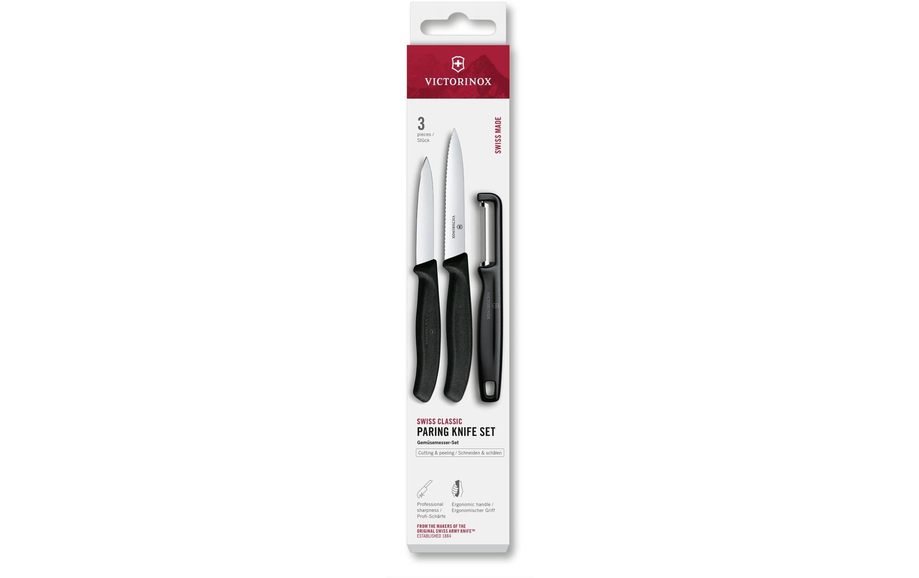 Victorinox Classic Gemüsemesser Set schwarz Set 3tlg, Schäler+ Gemüsemesser 8+10cm