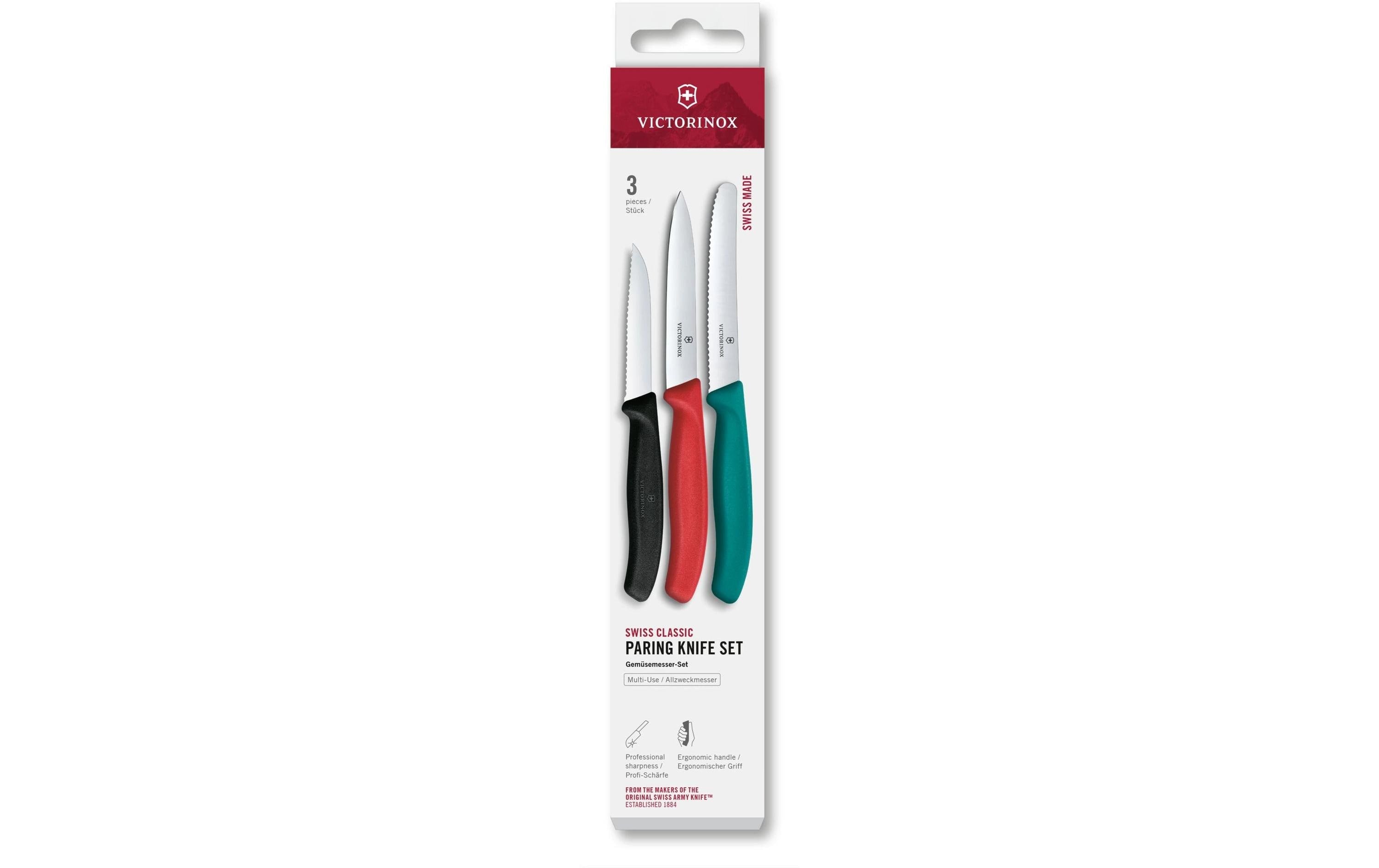 Victorinox Classic Gemüsem. schw/rot/ grün Set 3tlg, 8,10,11cm, Gemüse/Tomaten