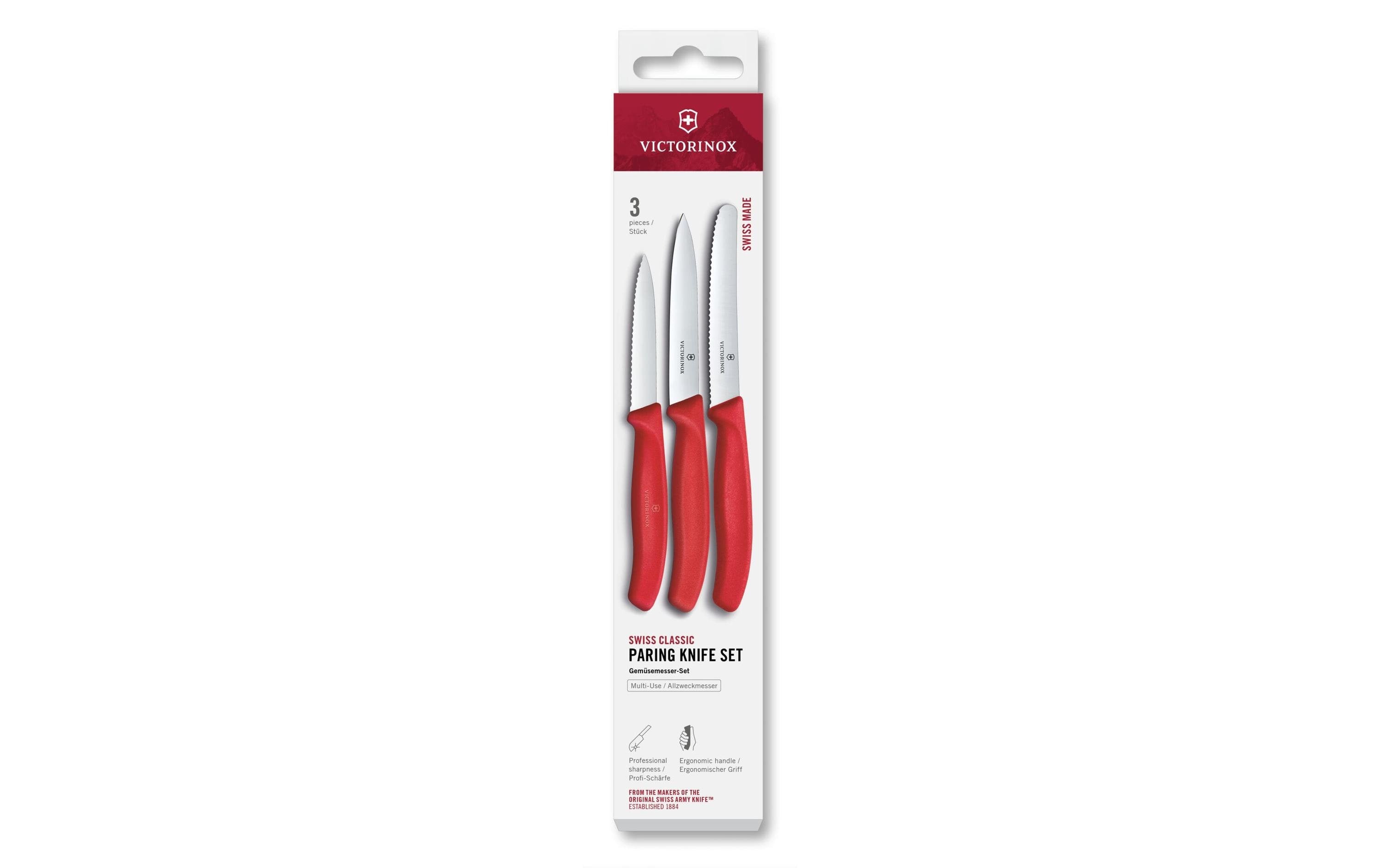 Victorinox Classic Gemüsemesser Set rot Set 3tlg, 8,10,11cm, Gemüse/Tomaten