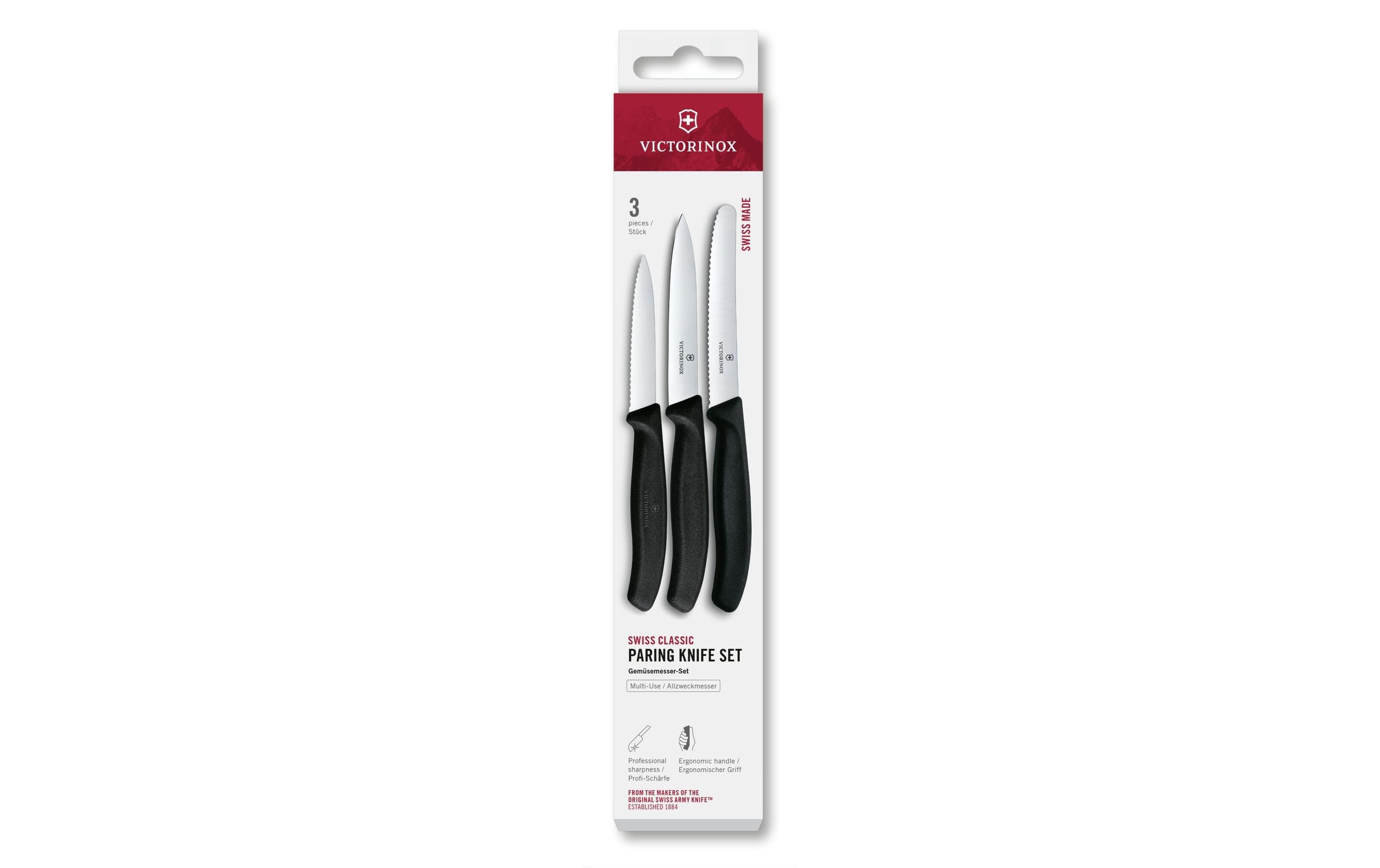 Victorinox Classic Gemüsemesser Set schwarz Set 3tlg, 8,10,11cm, Gemüse/Tomaten