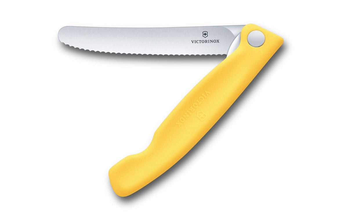 Victorinox Classic Picknickmesser gelb 11cm, Faltbar, Wellenschliff, rund