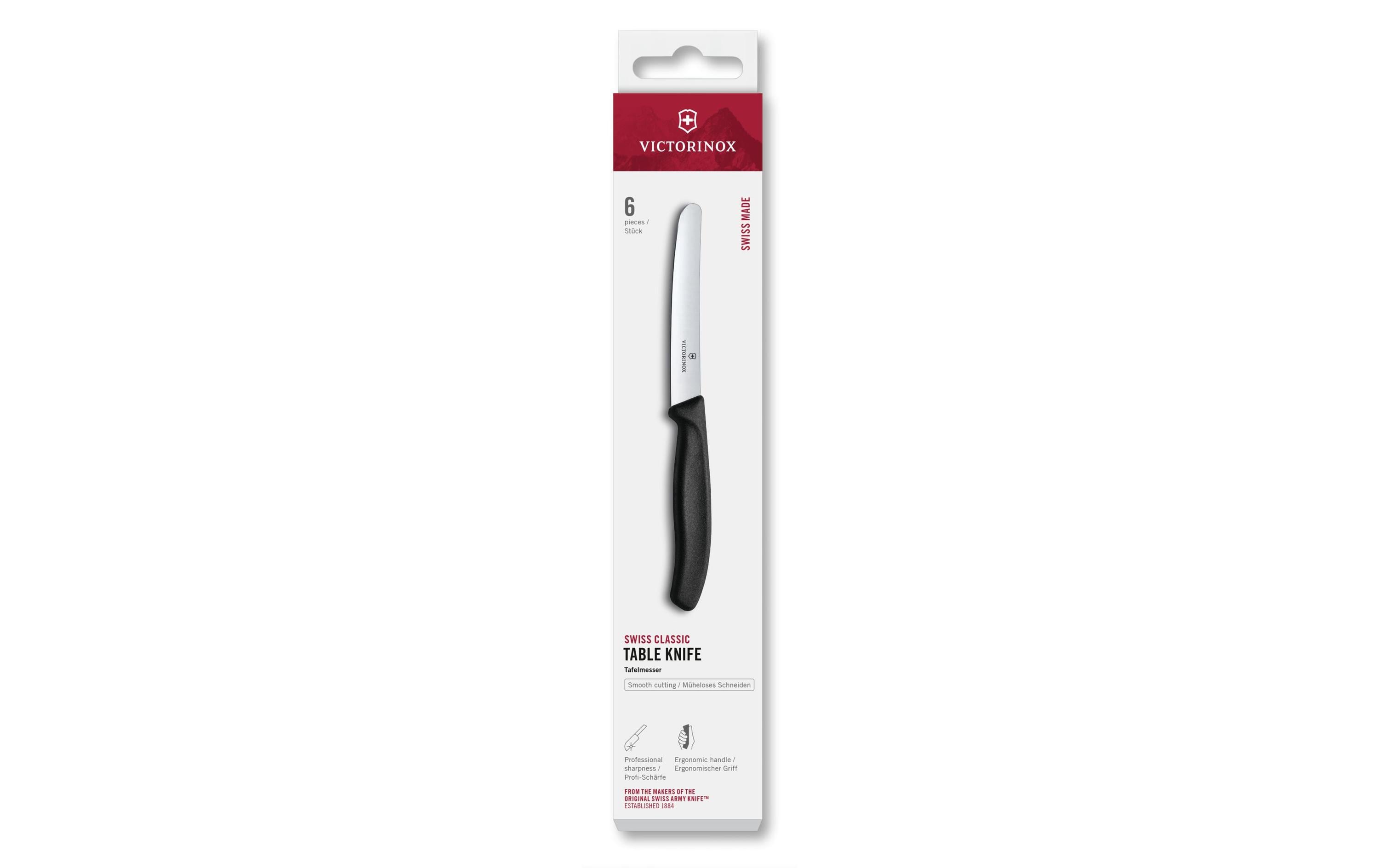 Victorinox Classic Tafelmesser 11cm schwarz Set 6tgl, rund