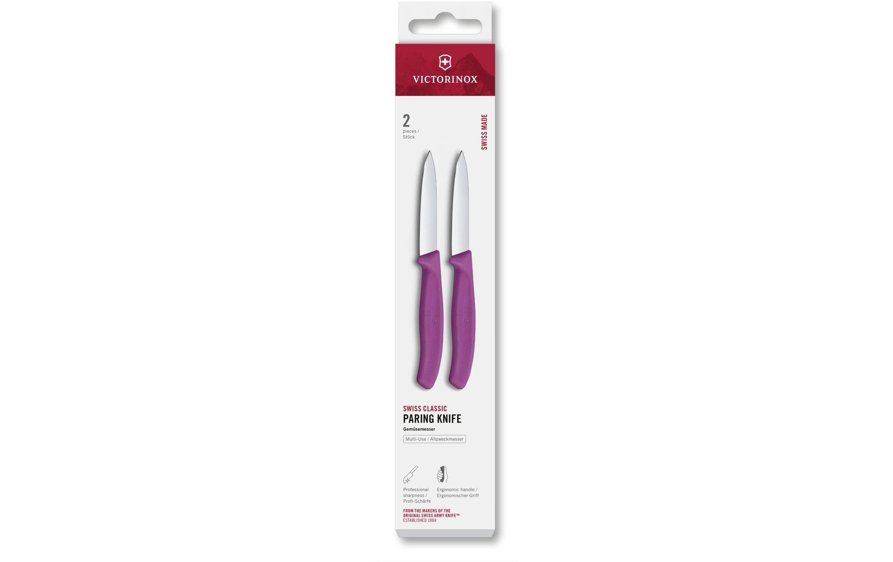 Victorinox Classic Gemüsemesser 8cm violett Set 2-teilig, Mittelspitz