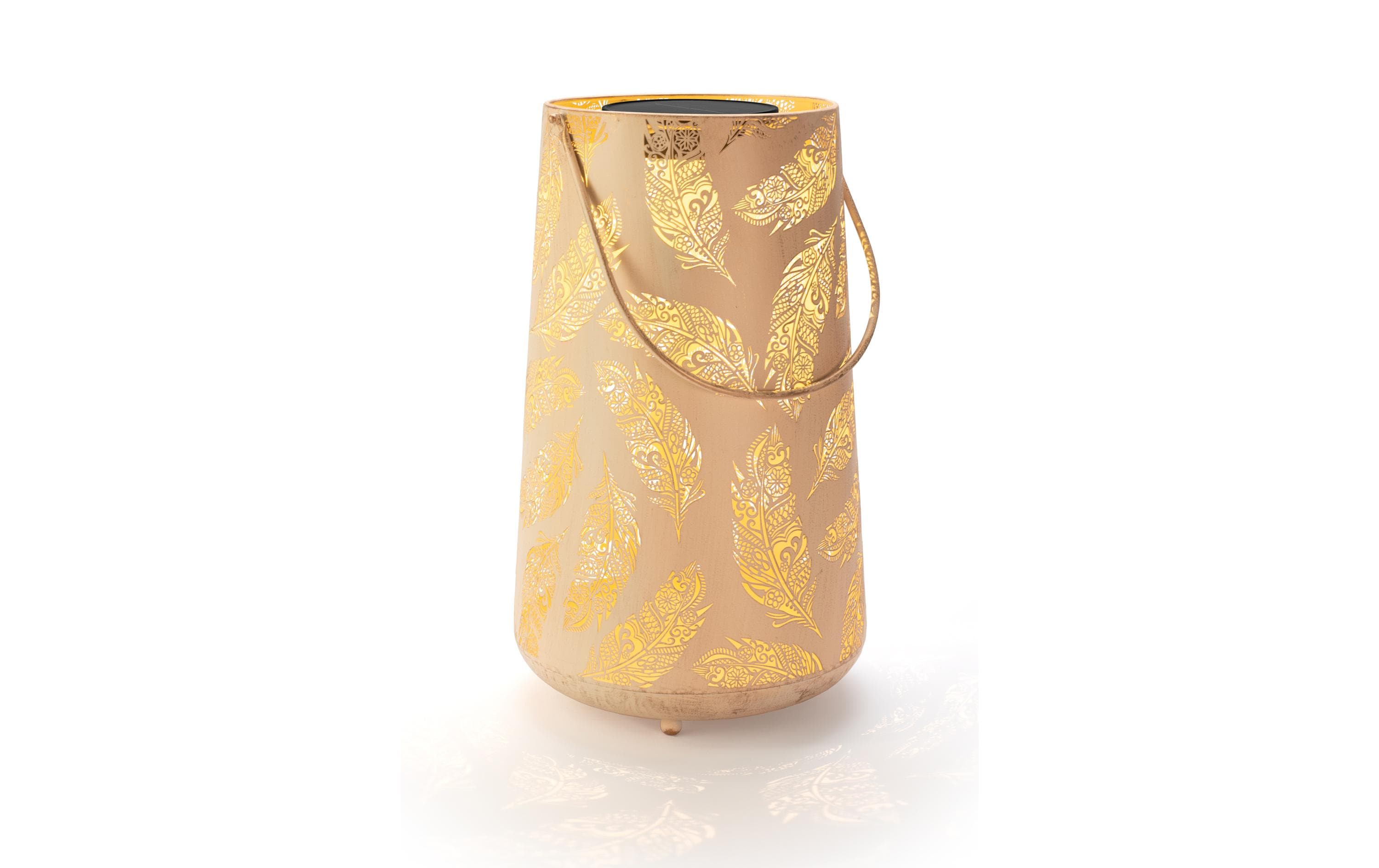 STT Solar Antic Lantern Feather, sand 1LED ww, 46x28cm