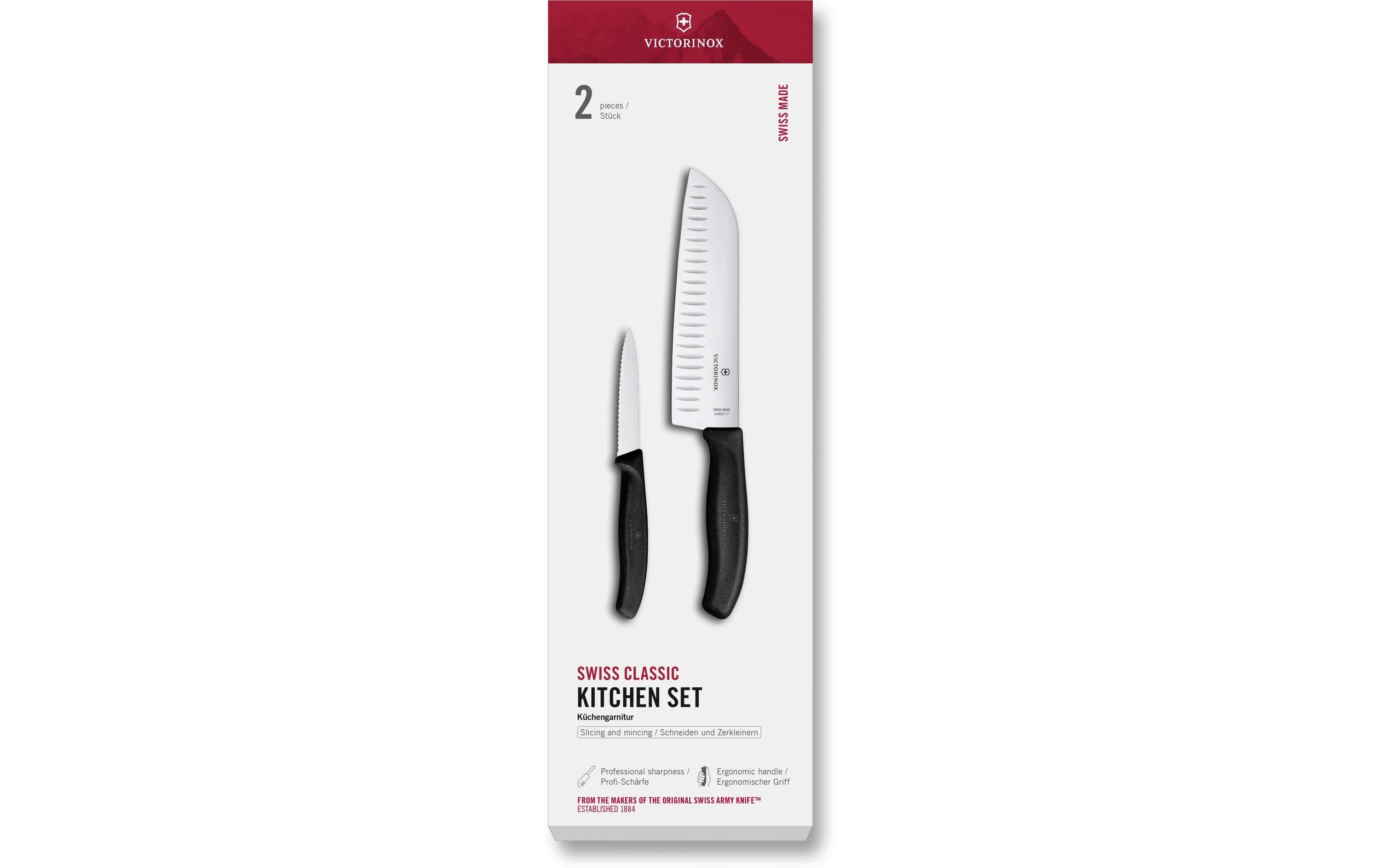 Victorinox Classic Küchengarnitur schwarz Set 2tlg, Santoku- und Gemüsemesser