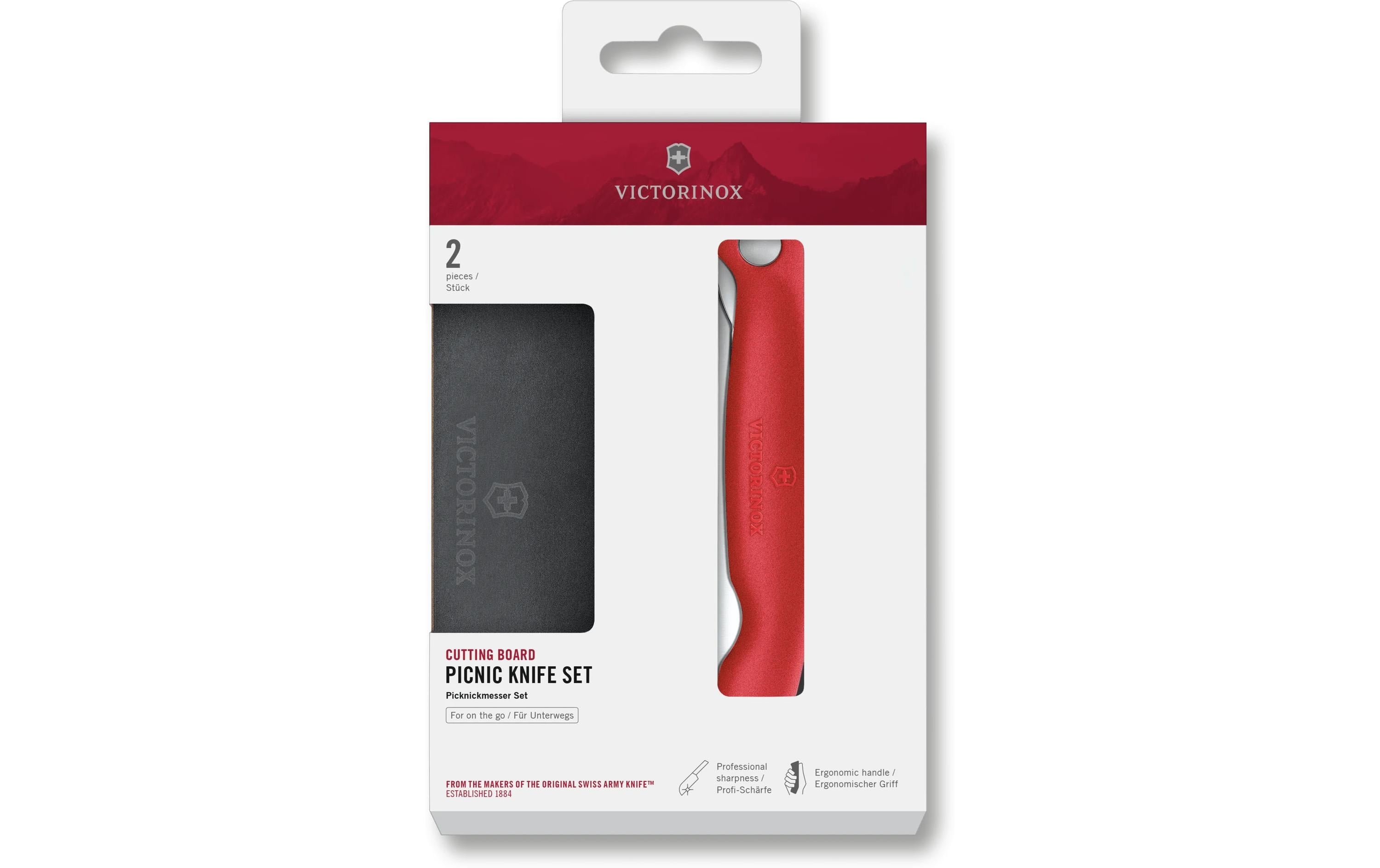 Victorinox Classic Schneidbrett Set rot Set 2tlg, Schneidbrett + Picknickmesser