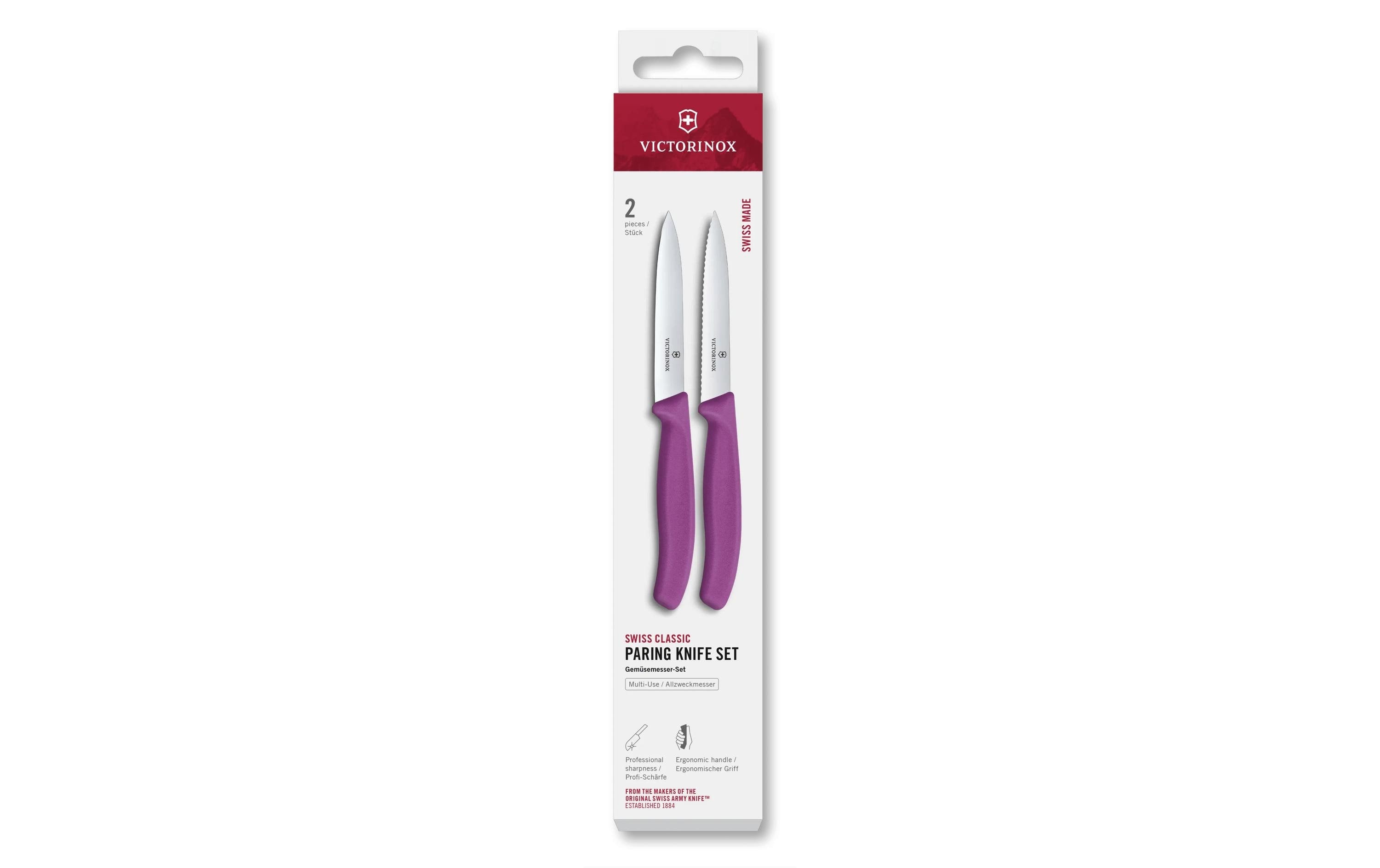 Victorinox Classic Gemüsemesser 10cm viol. Set 2tgl, gerader + Wellenschliff Mittelsp.