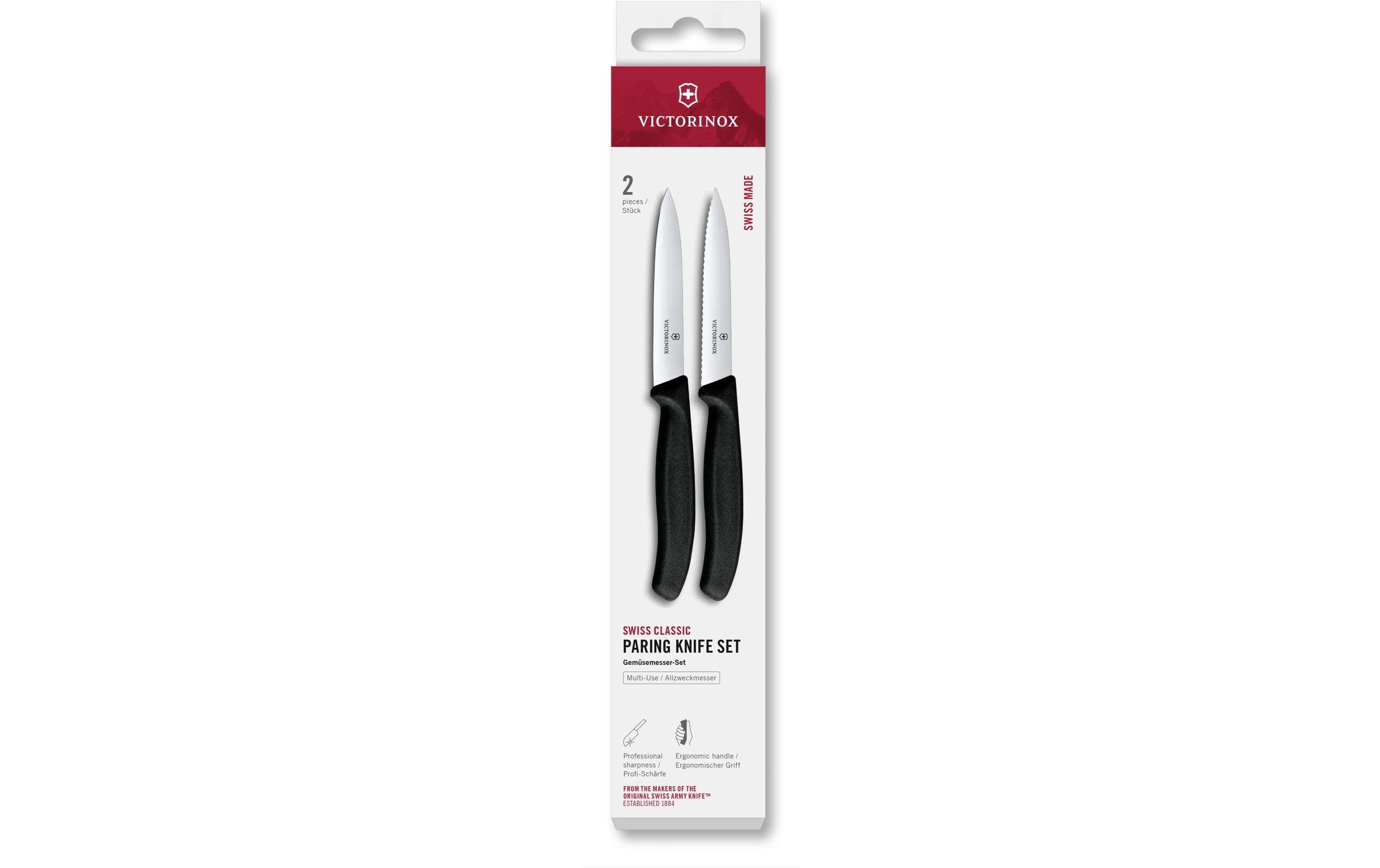 Victorinox Classic Gemüsemesser 10cm schw. Set 2tgl, gerader + Wellenschliff Mittelsp.