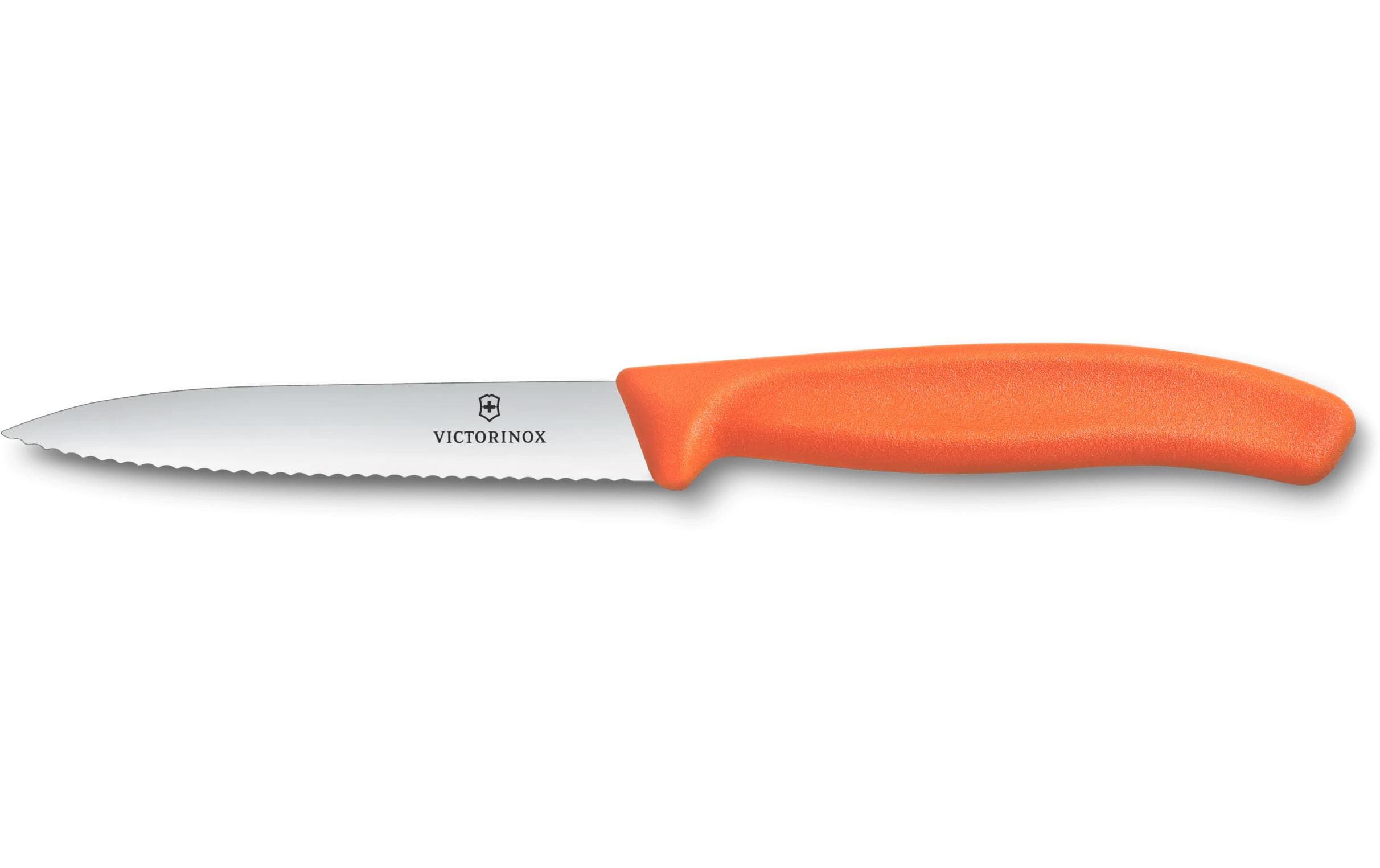 Victorinox Classic Gemüsemesser 10cm orange Wellenschliff, Mittelspitz