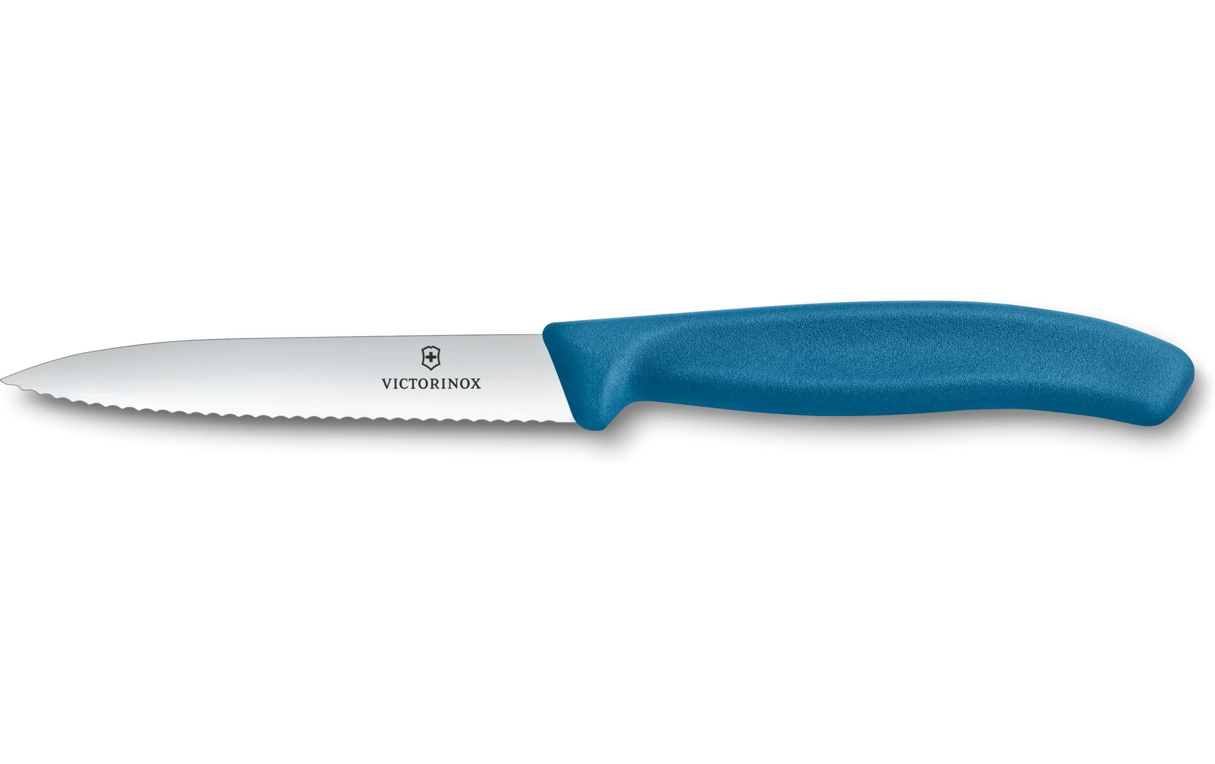Victorinox Classic Gemüsemesser 10cm blau Wellenschliff, Mittelspitz